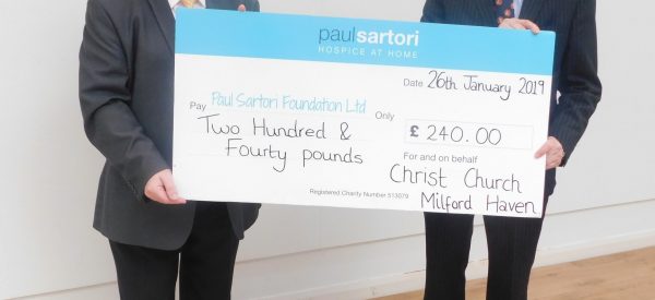 Christ Church Milford Haven raise money for Paul Sartori Hospice at Home